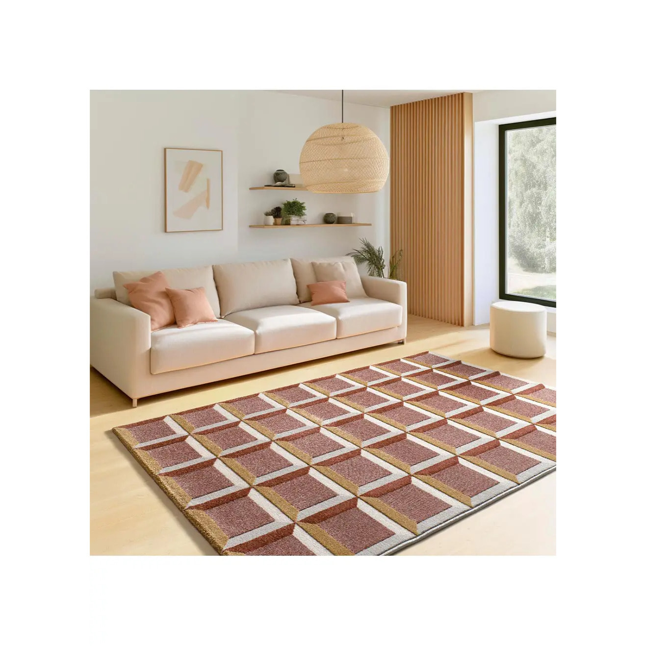 AMARA Alfombra geométrica con relieve caldera, varias medidas disponibles.