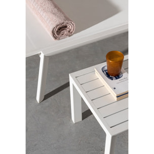 Set 2 tavolini da giardino ZARAGOZA in alluminio bianco verniciato a polvere, 40×40 cm
