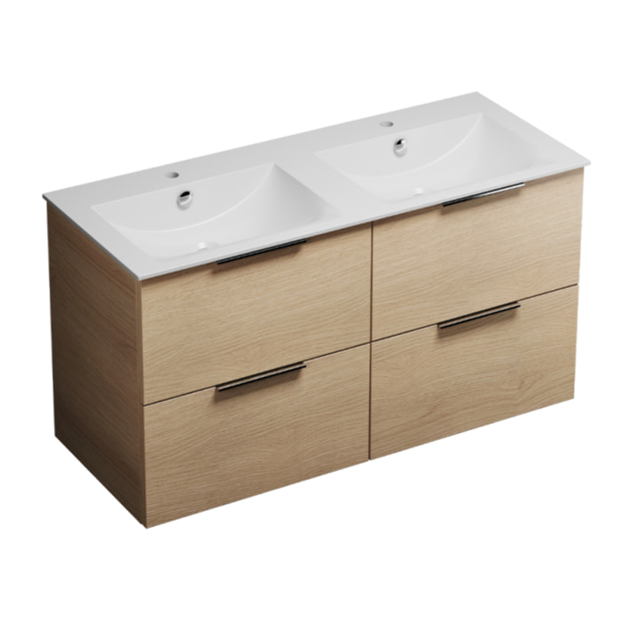 Meuble double vasque 120 cm BURGBAD Olena chêne clair