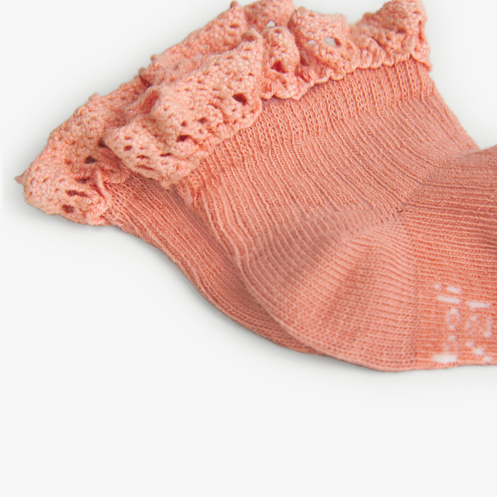 Pack calcetines para niña estampados de color salmón
