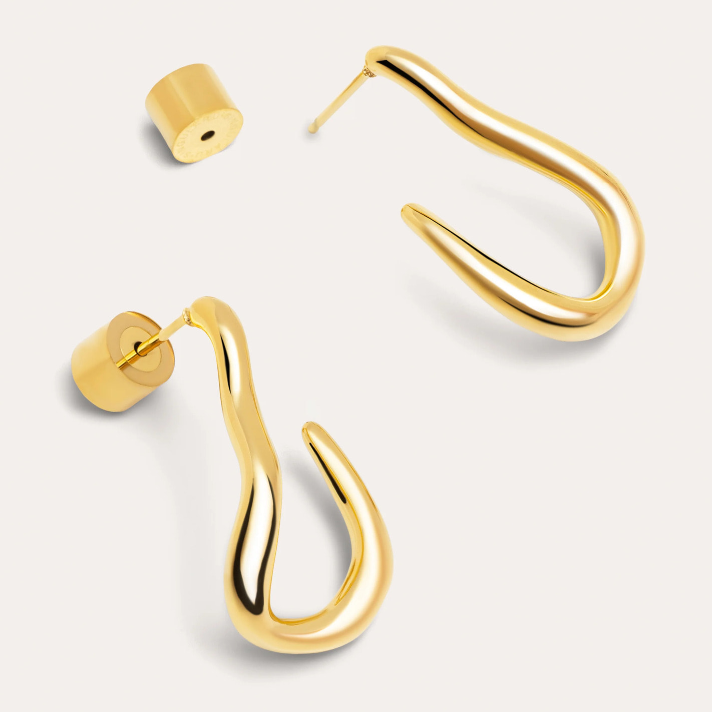 Orecchino Organic Hook in Acciaio Placcato Oro