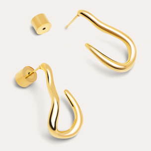 Orecchino Organic Hook in Acciaio Placcato Oro