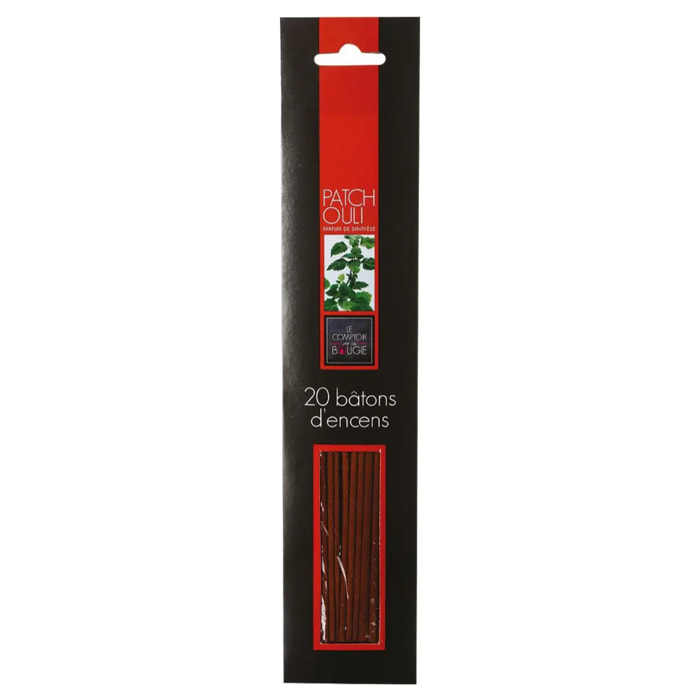 Lot de 20 bâtons d'encens patchouli H25cm