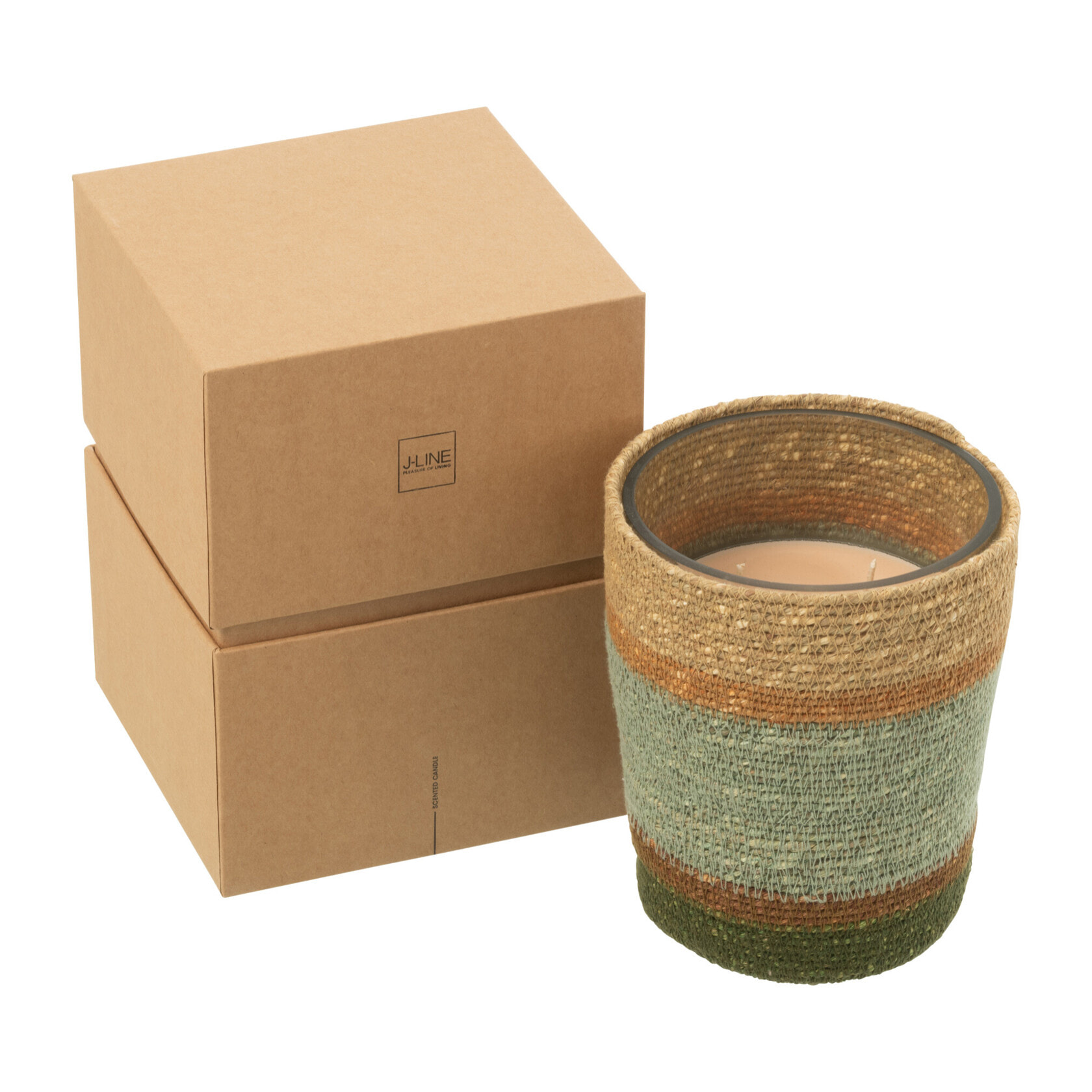 J-Line bougie parfumée Panier - Herbal Serenity - verre - beige/bleu - medium - 55H