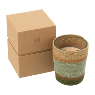 J-Line bougie parfumée Panier - Herbal Serenity - verre - beige/bleu - medium - 55H