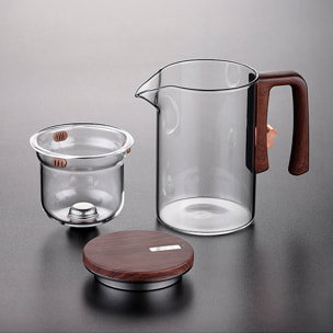 Tetera de cristal de 520ml con filtración magnética con 2 tazas.