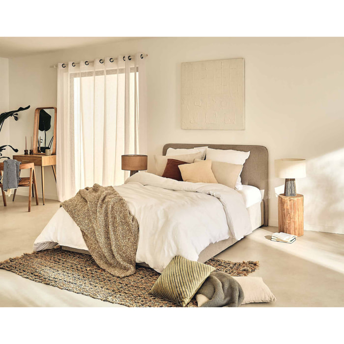 Goyave - lit coffre - 160x200 - en tissu - sommier inclus - Beige