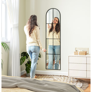 Espejo Decorativo de Pared 40x160 cm Espejo de Ventana de Metal para Salón Dormitorio Entrada Estilo Moderno Negro