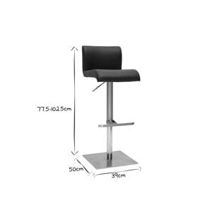 Tabouret de bar design réglable noir et inox brossé SHEINA