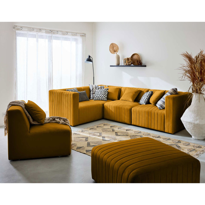 Nova - module d'assise d'angle réversible - en velours - Jaune