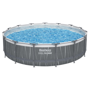 Bestway Piscine hors sol tubulaire ronde Bestway Steel Pro Max 457 x 107 cm gris clair avec LED