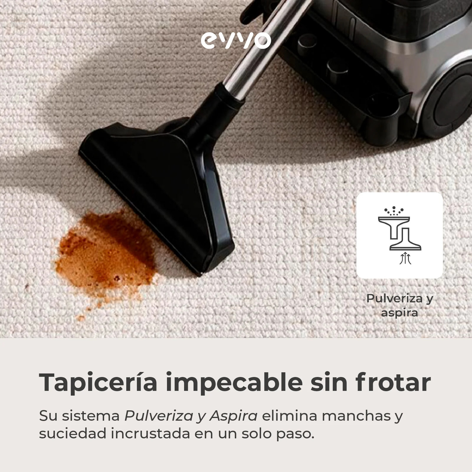 Limpiatapicerías EVVO AM68 1000W/1200W, Pulveriza y Aspira, Limpia Tapicerías y Sofás con Depósitos Separados