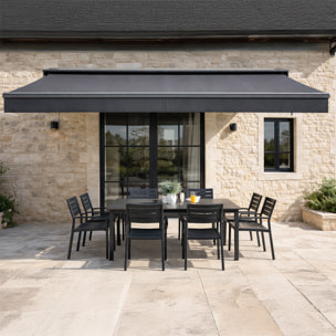 VALFENERA Store banne motorisé 3,95 x 3 m en aluminium avec toile gris