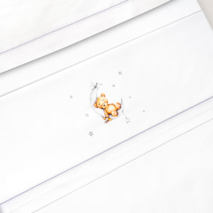 Triptico Minicuna Estampado Oso Luna Estrellas Bco/Gris