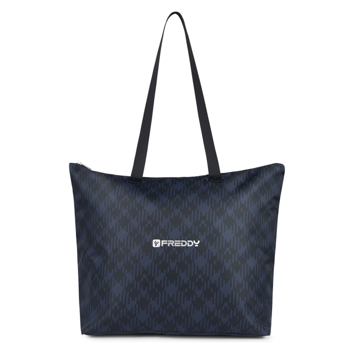 Shopper tartan in poliestere con zip e logo FREDDY