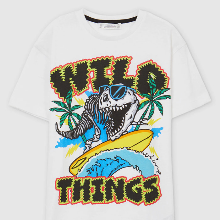 T-shirt oversize stampa dinosauro