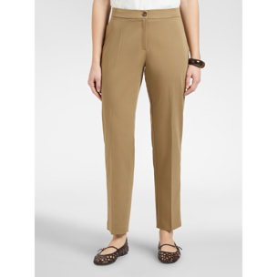 Elena Mirò - Pantalones rectos en raso stretch - Marrón