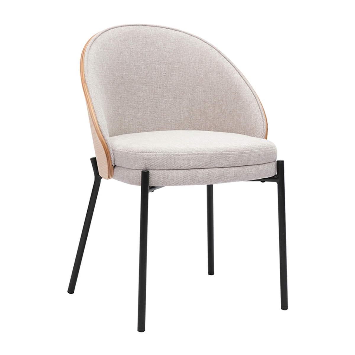 Chaises en tissu effet velours texturé beige, bois clair et métal (lot de 2) TUCSON