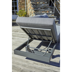 VANUATU - Salon de jardin d'angle 6 places en bois d'acacia et alu