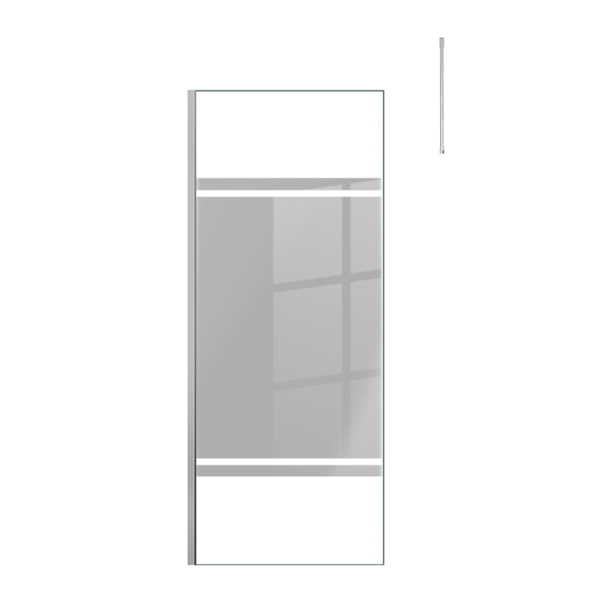 Paroi de Douche 80x200cm Miroir - Profilé + Barre Plafond Finition Chrome - FREEDOM 2 MIRROR