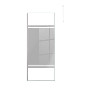 Paroi de Douche 80x200cm Miroir - Profilé + Barre Plafond Finition Chrome - FREEDOM 2 MIRROR