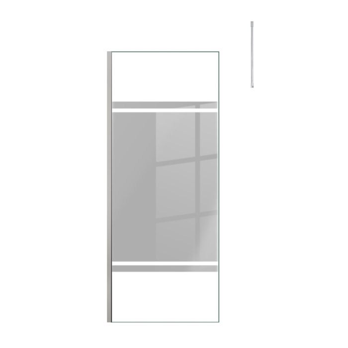 Paroi de Douche 80x200cm Miroir - Profilé + Barre Plafond Finition Chrome - FREEDOM 2 MIRROR