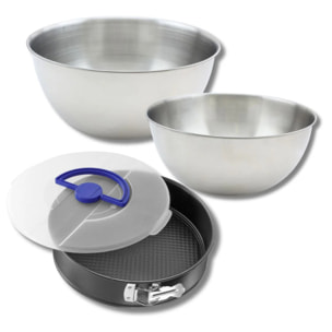 Ensemble Pâtisserie comprenant 1 Moule à Manqué Zenker, 2 Bols Inox Fackelmann