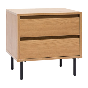 Table de chevet avec rangements 2 tiroirs finition bois clair chêne ARAGON