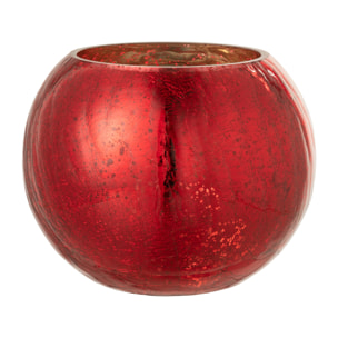 J-Line photophore Boule Craquele - verre - effet nacre - rouge - large