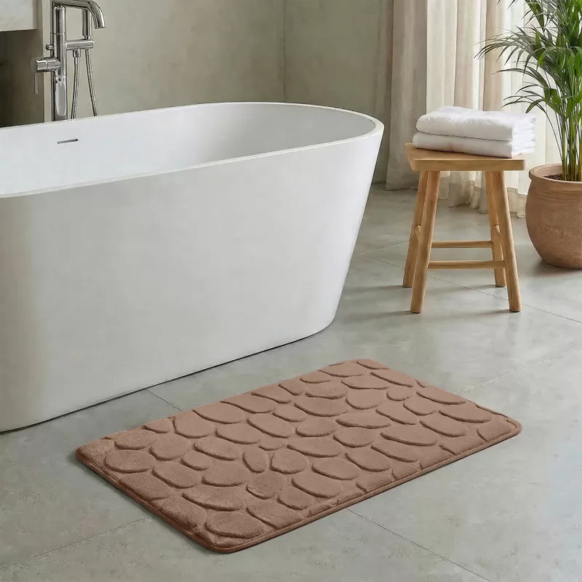 TAPIS DE BAIN GALET MOUSSE CAPPUCCINO 40X60 CM