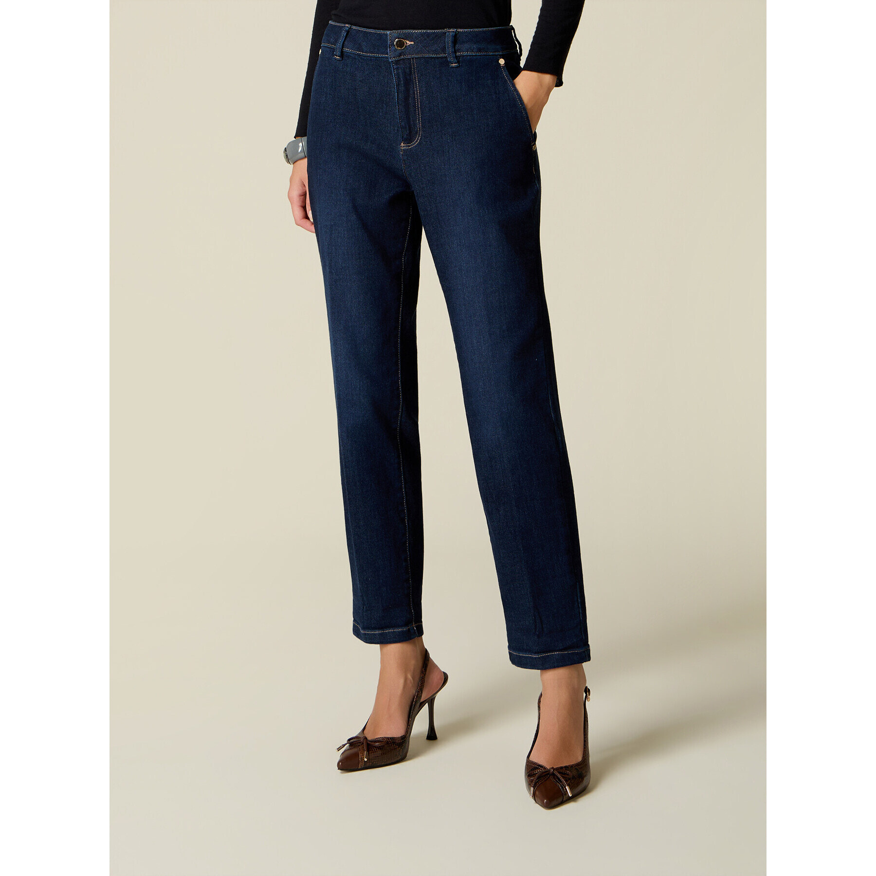 Oltre - Jeans chino in denim rinse - Blu