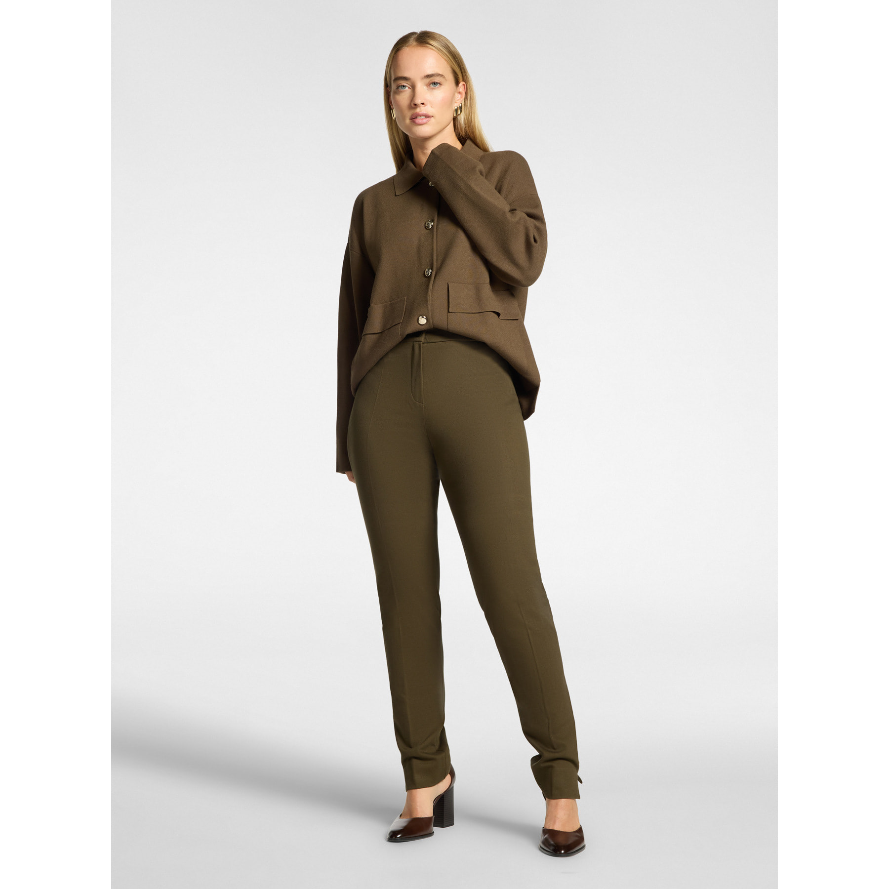 Elena Mirò - Pantaloni in jersey misto viscosa - Verde militare
