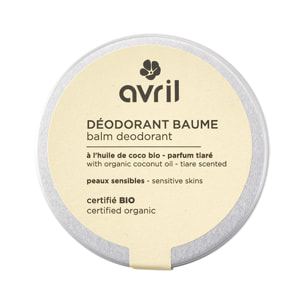 Déodorant - Certifié bio - Déodorant baume - Peaux sensibles - Parfum Tiaré 75 g