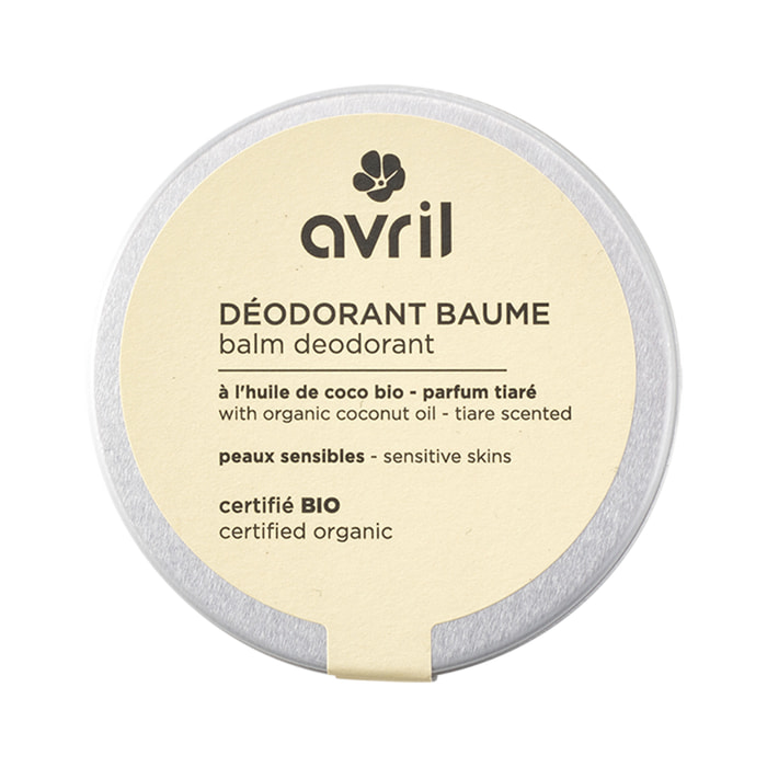 Déodorant - Certifié bio - Déodorant baume - Peaux sensibles - Parfum Tiaré 75 g