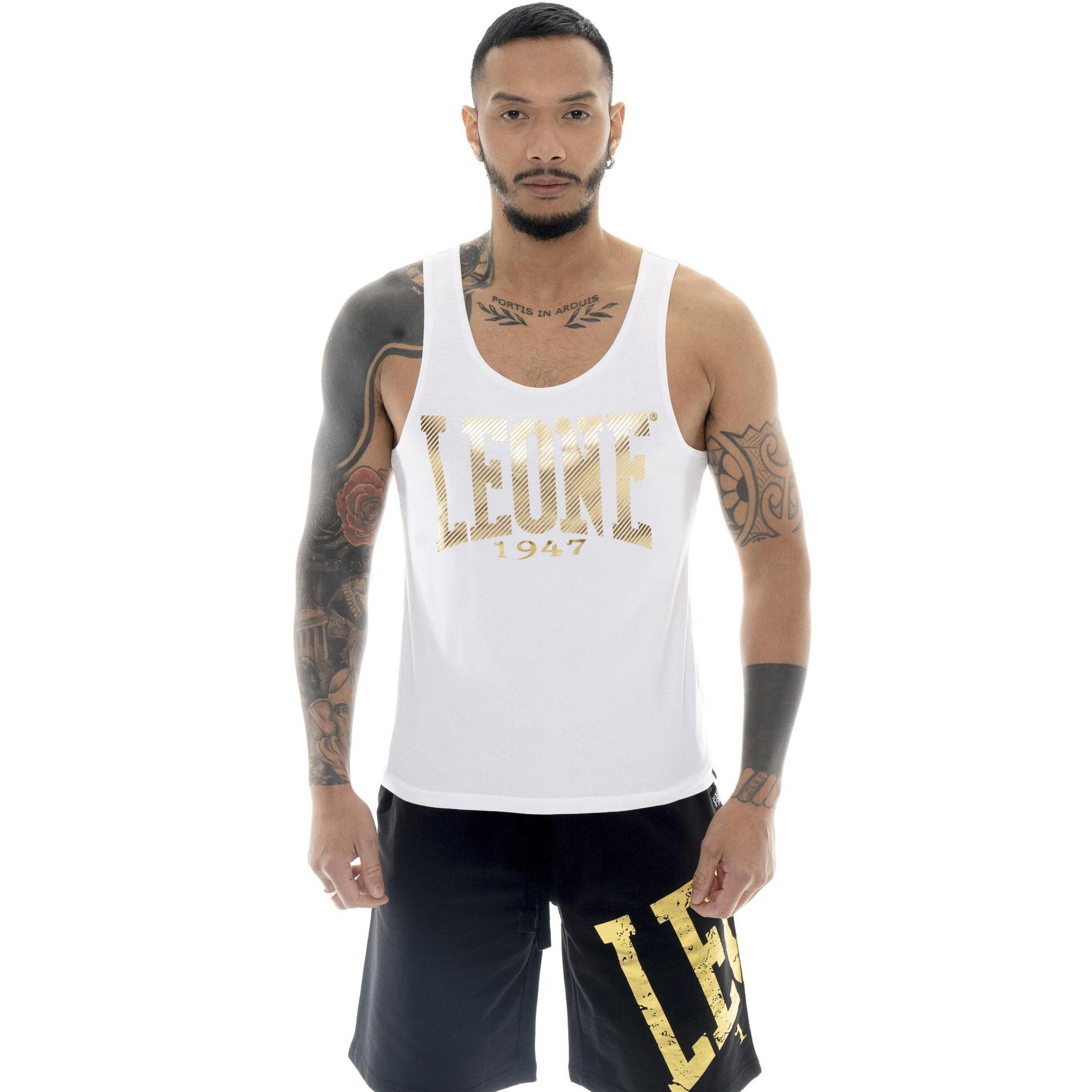 Canotta da uomo in cotone elasticizzato Leone Stripe Gold