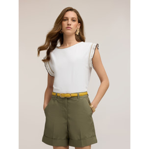 Motivi - Camiseta con mangas de volantes - Blanco