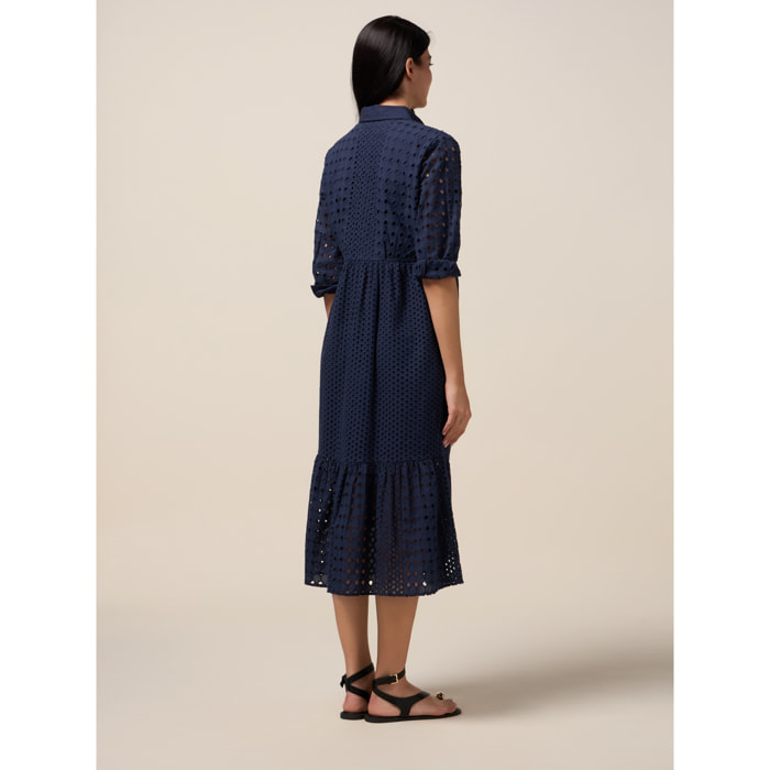 Oltre - Blusa de encaje bordado - Azul