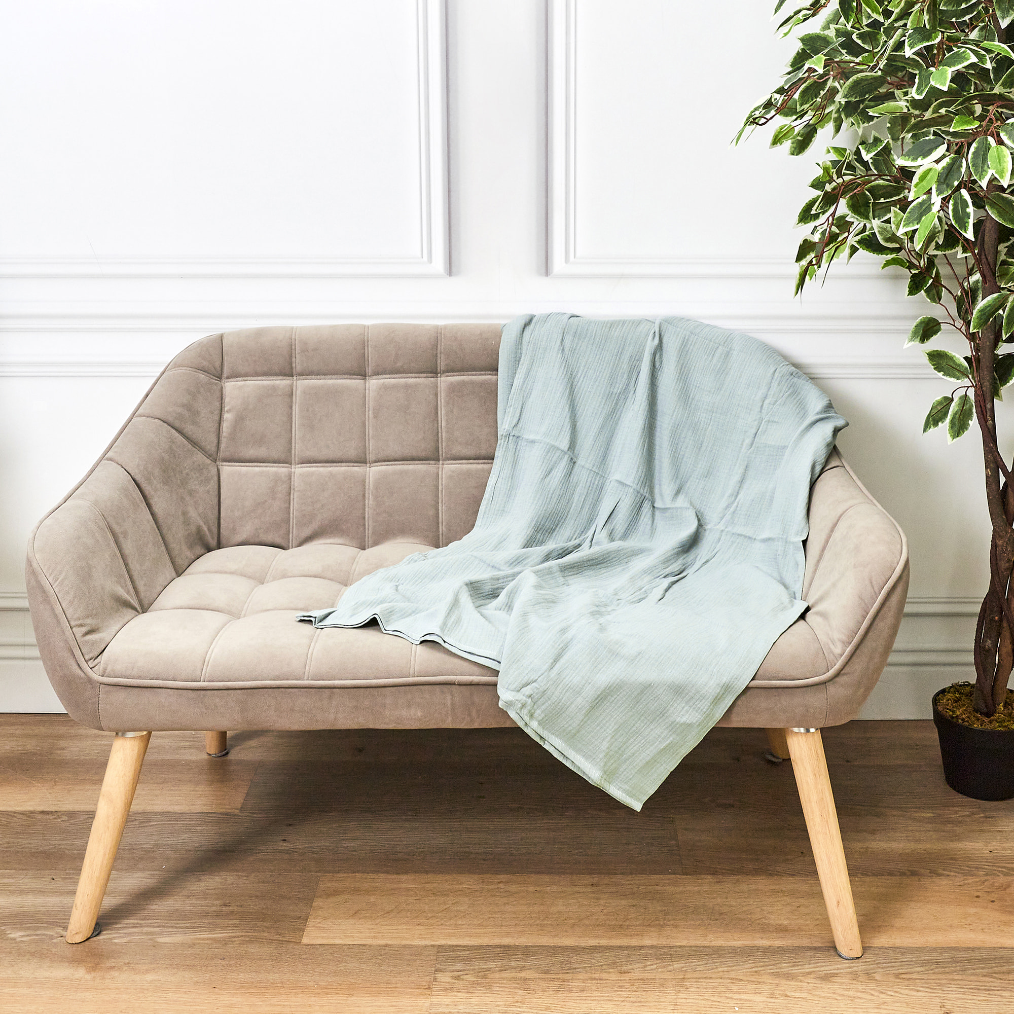Plaid - HOME DECO FACTORY - Gaze de Coton - Bleu