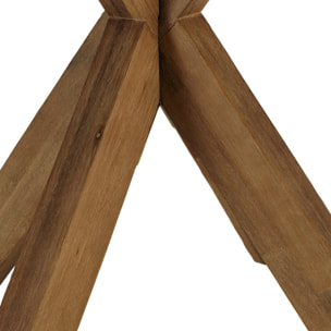 NESTOR - Table à manger ronde effet béton marron pied en bois d'acacia D100cm