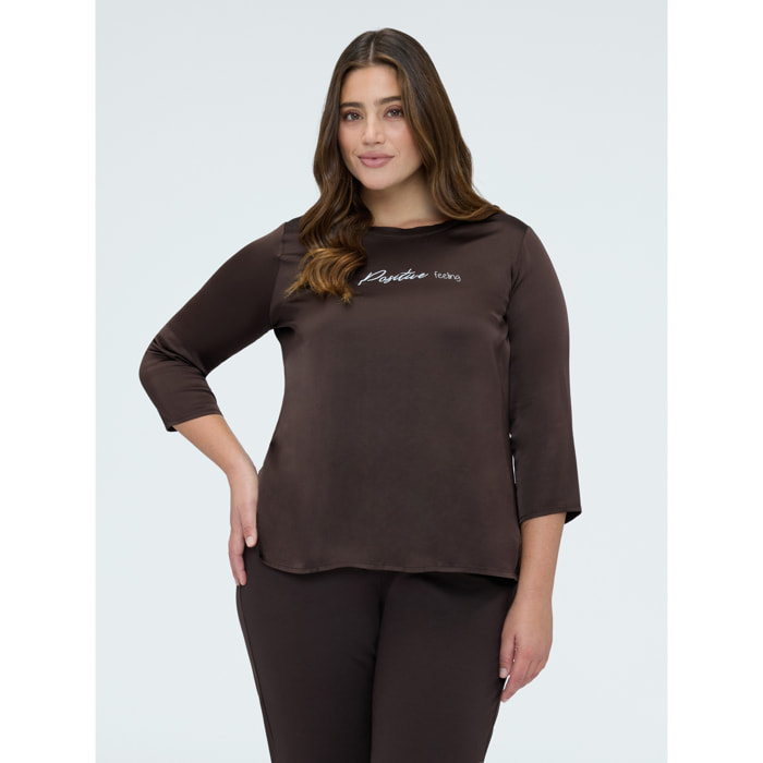 Fiorella Rubino - Blusa de raso Positive feeling - Marrón