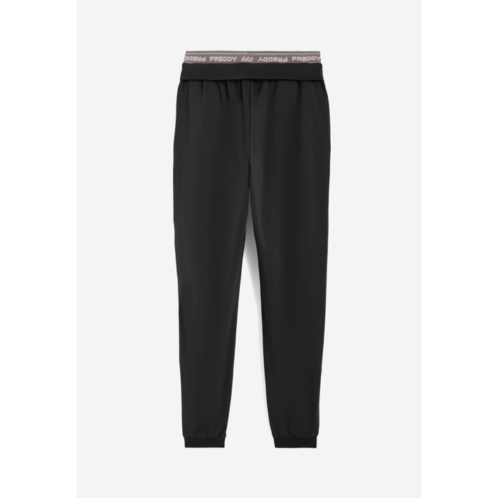 Pantaloni joggers in jersey con elastico logato scopribile