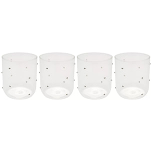 Verres à eau Glam Dots argentés set de 4 Kare Design