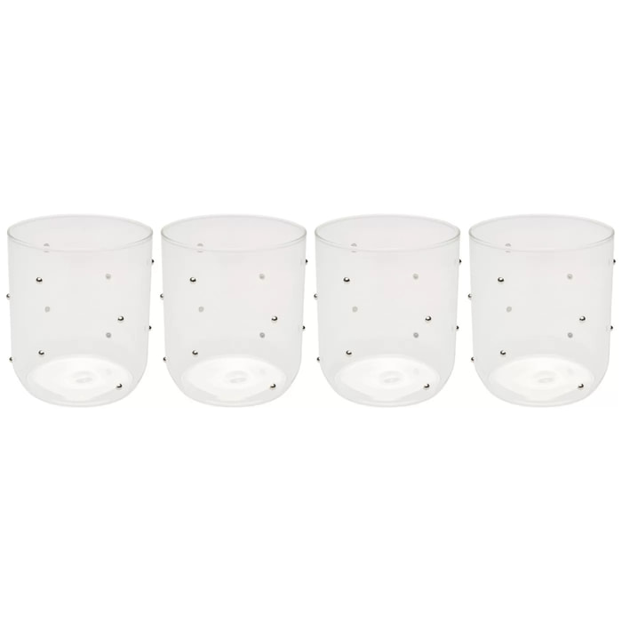 Verres à eau Glam Dots argentés set de 4 Kare Design
