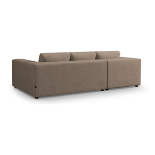 Canapé d'angle gauche "Tendance" 5 places en tissu structurel marron clair