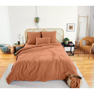 Parure housse de couette 3PCS en Gaze de coton 57 fils CARAMEL