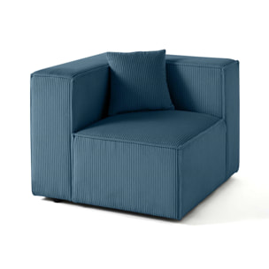 Arty - module d'assise gauche - en velours côtelé - Bleu