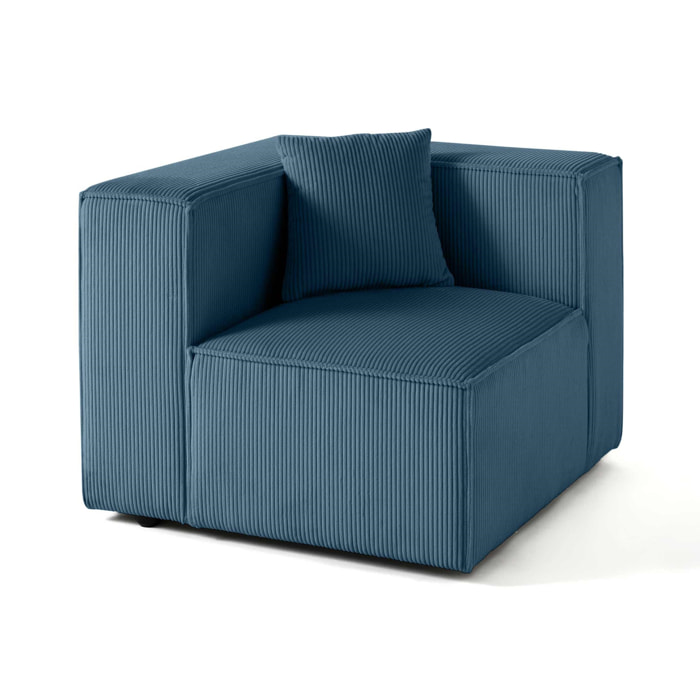 Arty - module d'assise gauche - en velours côtelé - Bleu