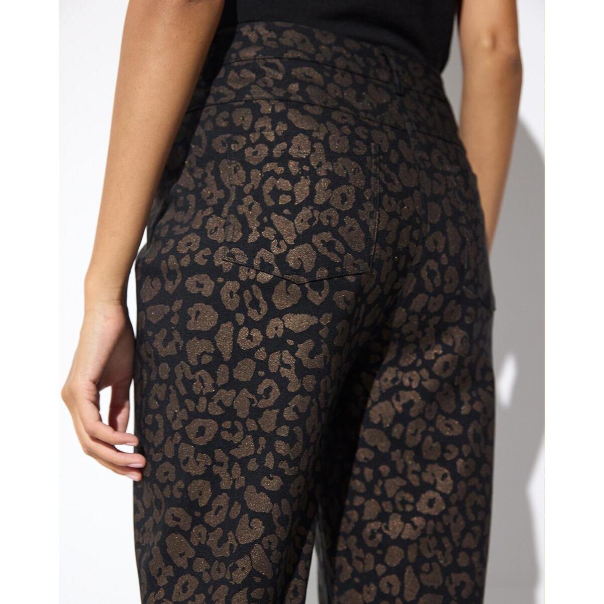 Pantaloni elasticizzati con stampa leopardata