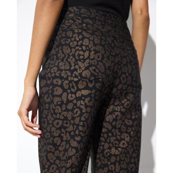 Pantaloni elasticizzati con stampa leopardata