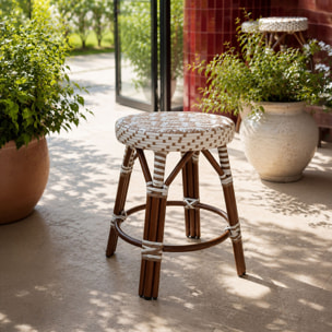 Tabouret bas en aluminium effet rotin noisette SCALA
